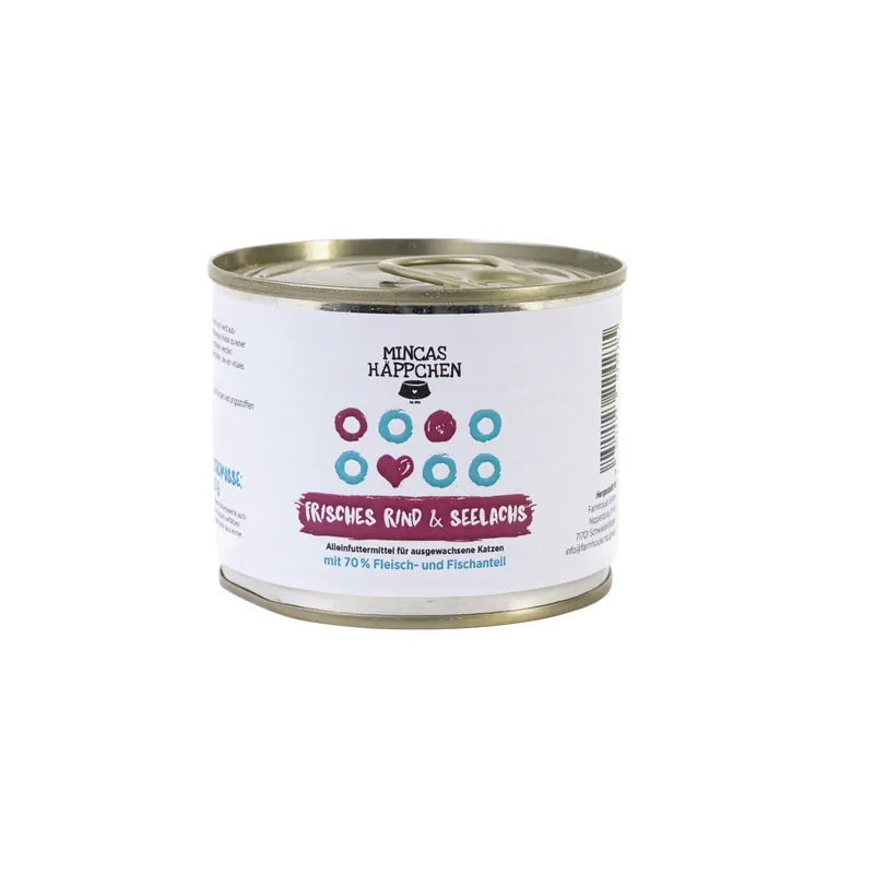 Top-Angebot Sparpaket 24 x 200 g Mincas Häppchen Rind & Seelachs Katzen Nassfutter